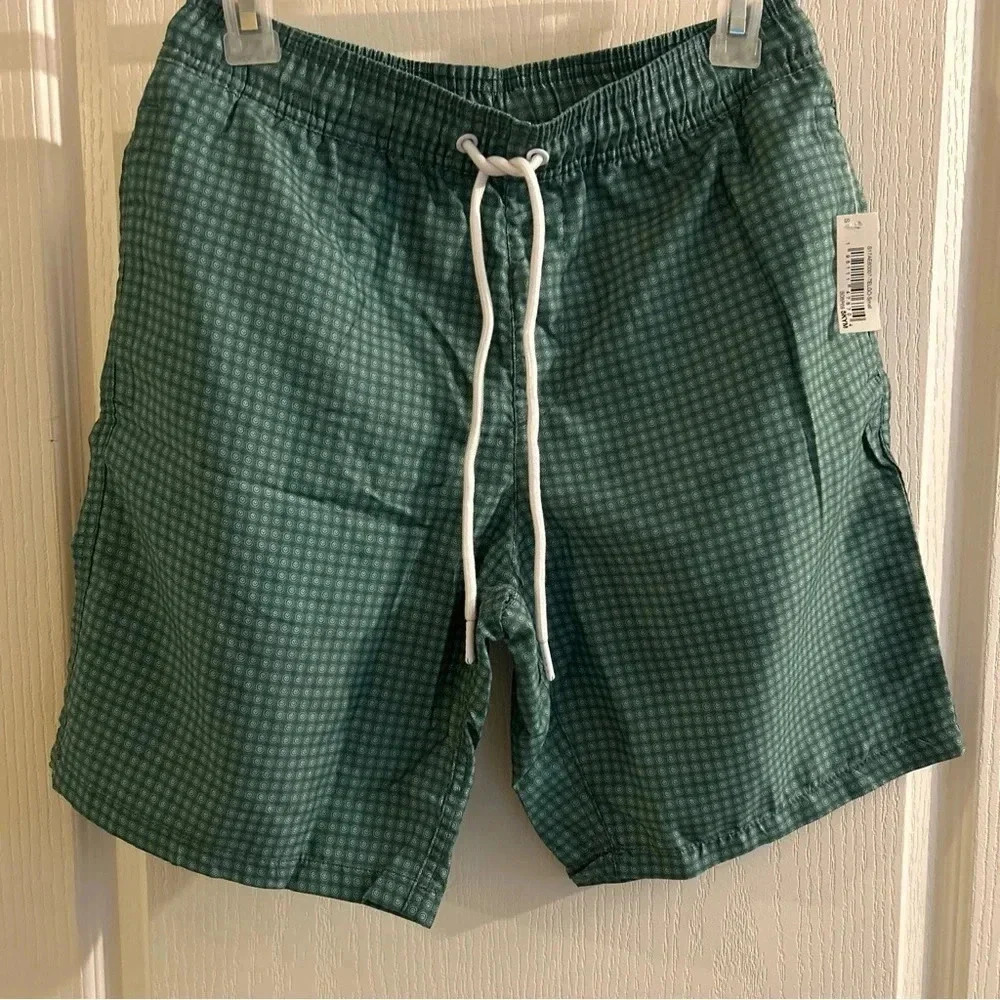 Amazon essentials size small green printed lined quick dry swimming shorts NWT